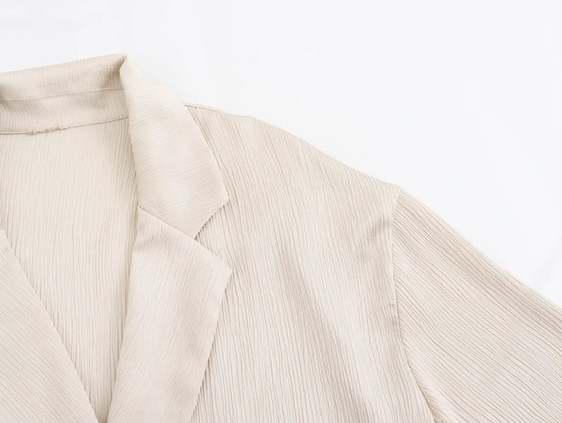 2024 Autumn Women Casual Blazer Coat Pants Set Long Sleeve Double Breasted Blazer + Wide Leg Trousers Lady Office Outfit