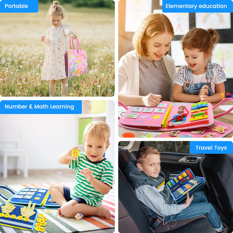 Montessori Toys Busy Board Sensory Activity Developing Board for Motor Skills,Learning Board for Toddlers  Christmas Gift