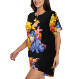 Custom Winnie The Pooh Pajama Sets Womens 2 Piece Short Sleeve Pjs Shorts Sleepwear