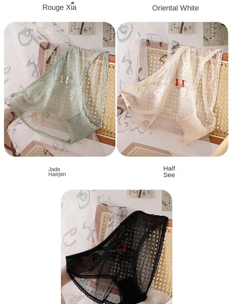 XL-5XL Women's Underwear Sexy Lace Panties Girls Flower Comfort Briefs Large Size Mid Waist Seamless Underpants Female Lingerie