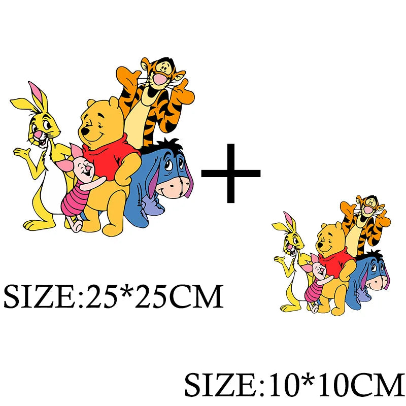Winnie the Pooh Bear Cartoon Patches for Clothes Heat Transfer Thermal Stickers DIY Kids T shirt Iron on for Women Appliqued