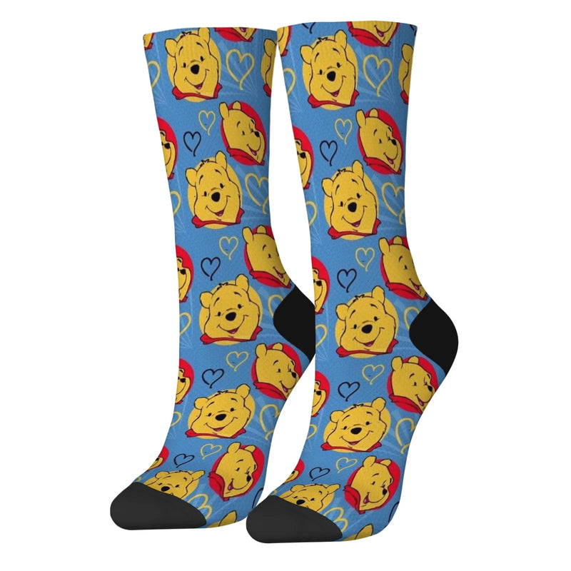 Novelty funny Winnie the Pooh print compression socks men's socks Harajuku retro soft and comfortable happy crazy party gift