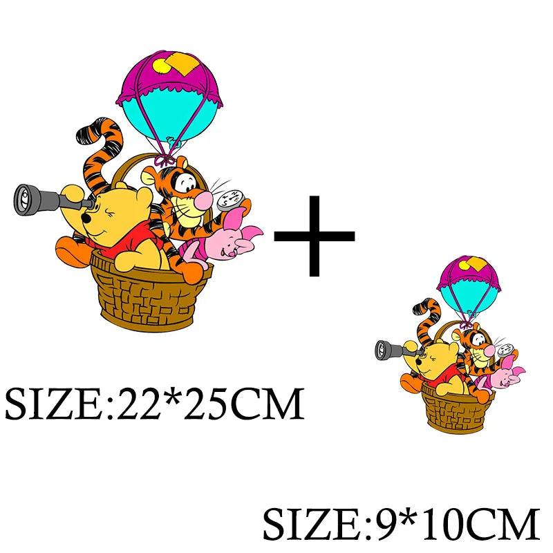 Winnie the Pooh Bear Cartoon Patches for Clothes Heat Transfer Thermal Stickers DIY Kids T shirt Iron on for Women Appliqued