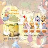 25pcs Winnie the Pooh Cake Topper、Cupcake Toppers, Winnie the Pooh Birthday Decorations，Winnie the Pooh Theme Party Supplies, Po