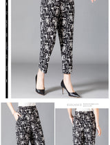 XL-8XL Plus Size Women Harem Pants Casual Elastic High Waist Pants Print Middle Aged Women Loose Straight Pants Mom Trousers