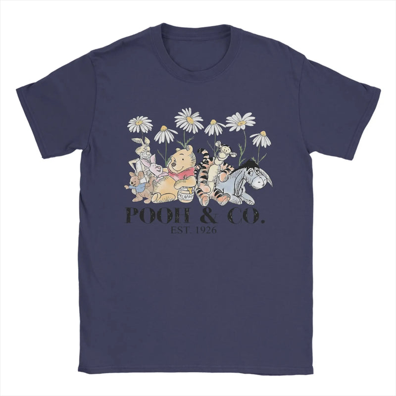 Winnie the Pooh Bear Friends EST 1926 T Shirts Men Cotton Male T-Shirt Round Neck Eeyore Tigger Piglet Tee Shirt merch Big Size