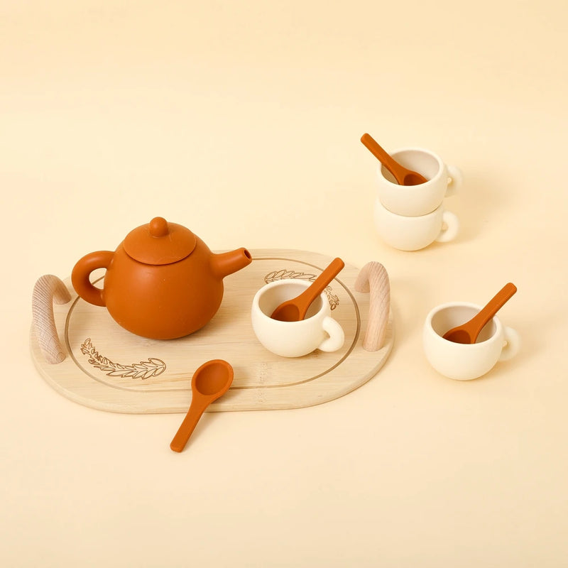 Wooden Afternoon Tea Set Toys,Early Educational Toys for Toddlers,Kitchen Accessories Afternoon Tea Party Food Play Girls Toys