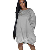 New XL Plus Size Women's Clothing from Europe and America; Casual Gradient Long Sleeve Dress