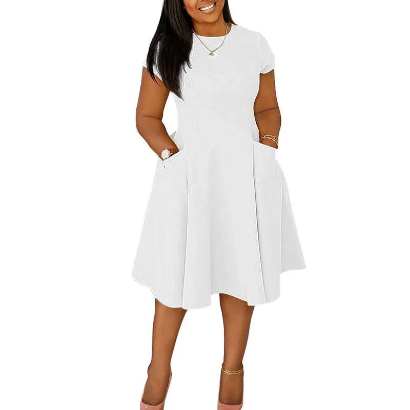 L-4XL Plus Size Clothes Dresses Women Robes Spring Summer Short Sleeve Street Style Casual 3XL Big Size Oversized Midi Dress