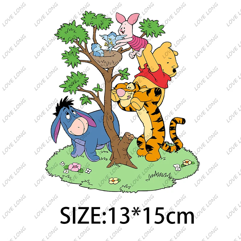 Winnie the Pooh  Clothing Thermoadhesive Patches High quality adhesive backing Iron-on Cartoon Stickers Cheap  DIY Appliques
