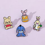 5 Pcs Cute cartoon soft Winnie the Pooh Brooch Winnie the Pooh and Tigger Metal Badges Bunny pin accessories