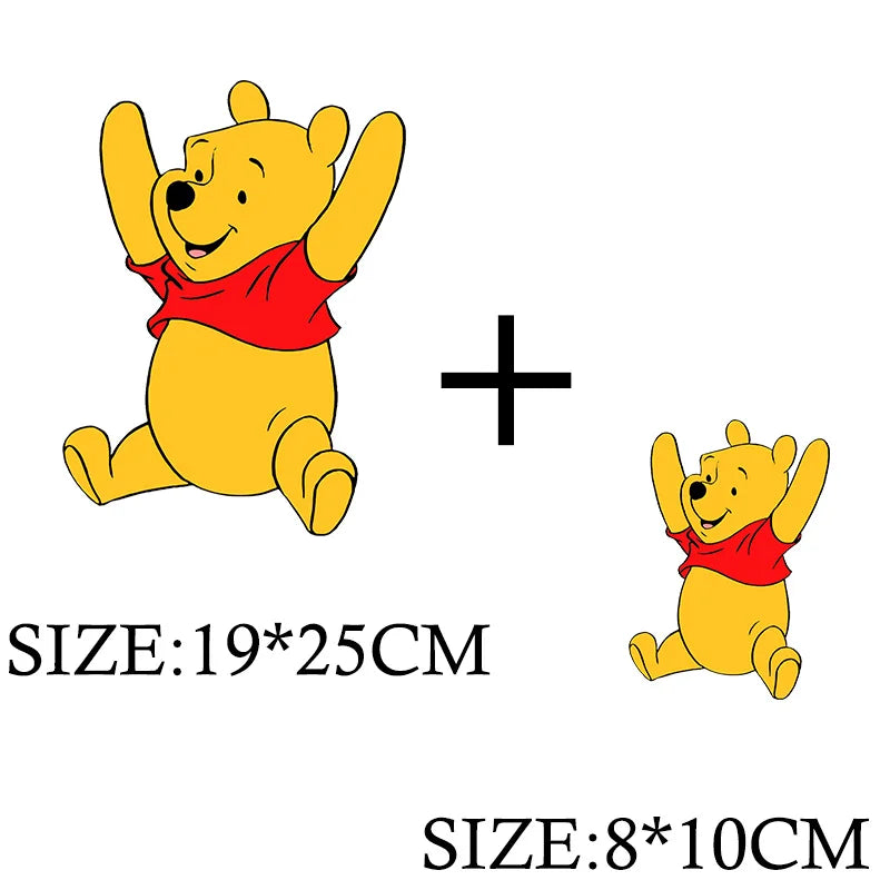 Winnie the Pooh Bear Cartoon Patches for Clothes Heat Transfer Thermal Stickers DIY Kids T shirt Iron on for Women Appliqued
