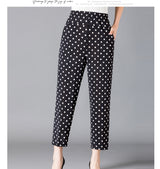 XL-8XL Plus Size Women Harem Pants Casual Elastic High Waist Pants Print Middle Aged Women Loose Straight Pants Mom Trousers