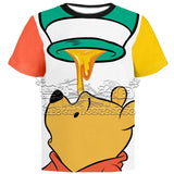 2025 Summer Fashion Cartoon Classic T-shirt MINISO Winnie The Pooh Cute Round Neck Short Sleeve Adult and Children 3D Printed