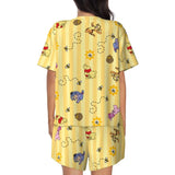Custom Winnie The Pooh Pajama Sets Womens 2 Piece Short Sleeve Pjs Shorts Sleepwear