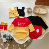 Winnie The Pooh Bear Baby Bodysuit Newborn Long Sleeve Romper Toddler Boys Girls Jumpsuit Clothes K3529
