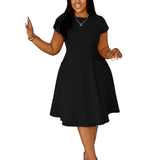 L-4XL Plus Size Clothes Dresses Women Robes Spring Summer Short Sleeve Street Style Casual 3XL Big Size Oversized Midi Dress