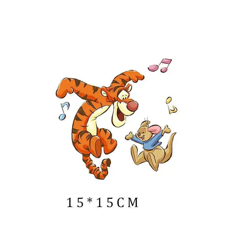 Miniso Co branded IP Winnie The Pooh Heat Transfer Clothes Stickers For Children Iron On Transfer Patches For Clothes Decor
