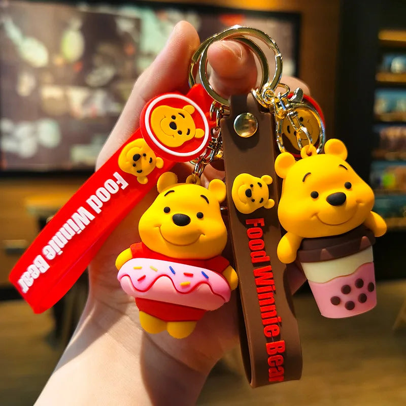 Disney Winnie the Pooh Keychain Anime Cartoon Winnie the Pooh Action Figure Doll Bag Backpack Key Charm Pendant Birthday Gift