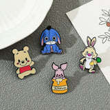 5 Pcs Cute cartoon soft Winnie the Pooh Brooch Winnie the Pooh and Tigger Metal Badges Bunny pin accessories