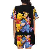 Custom Winnie The Pooh Pajama Sets Womens 2 Piece Short Sleeve Pjs Shorts Sleepwear