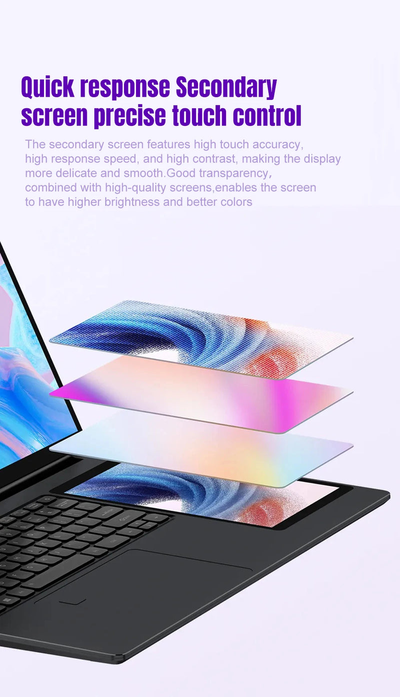 CRELANDER X15 Dual Screen Laptop 15.6" IPS+7" Touch Screen 16G DDR4 2TB SSD Intel N100 Processor Windows11 Notebook Computer