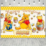 Custom Cartoon Winnie the Pooh Photography Background Personalized Name Children Birthday Decoration Party Supplies Banner