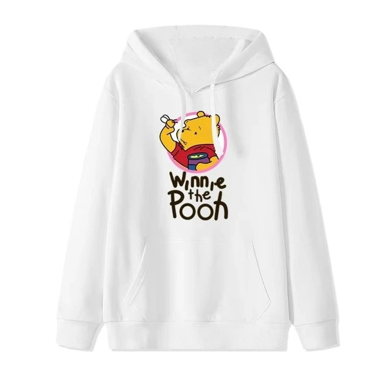 2025 Cartoon Winnie The Pooh Fashionable and Simple Women's Hoodies, Loose and Comfortable Couple Hooded Printed Hoodies