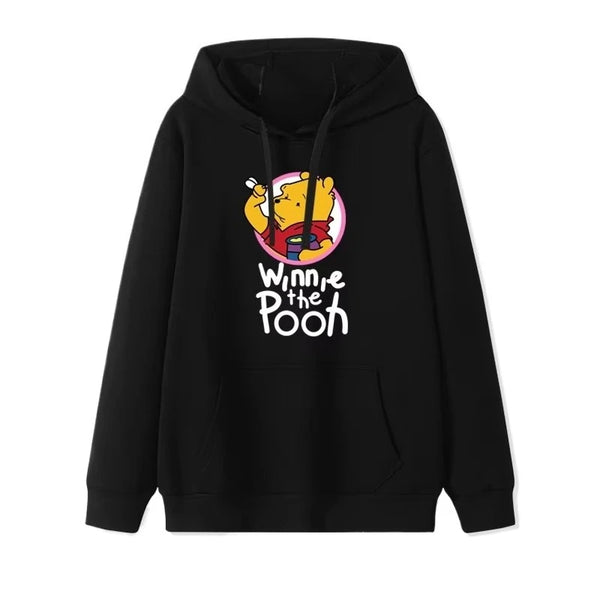 2025 Cartoon Winnie The Pooh Fashionable and Simple Women's Hoodies, Loose and Comfortable Couple Hooded Printed Hoodies