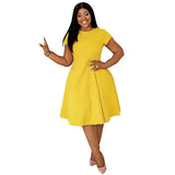 L-4XL Plus Size Clothes Dresses Women Robes Spring Summer Short Sleeve Street Style Casual 3XL Big Size Oversized Midi Dress