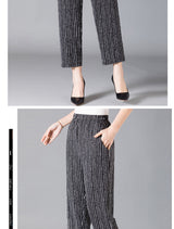 XL-8XL Plus Size Women Harem Pants Casual Elastic High Waist Pants Print Middle Aged Women Loose Straight Pants Mom Trousers