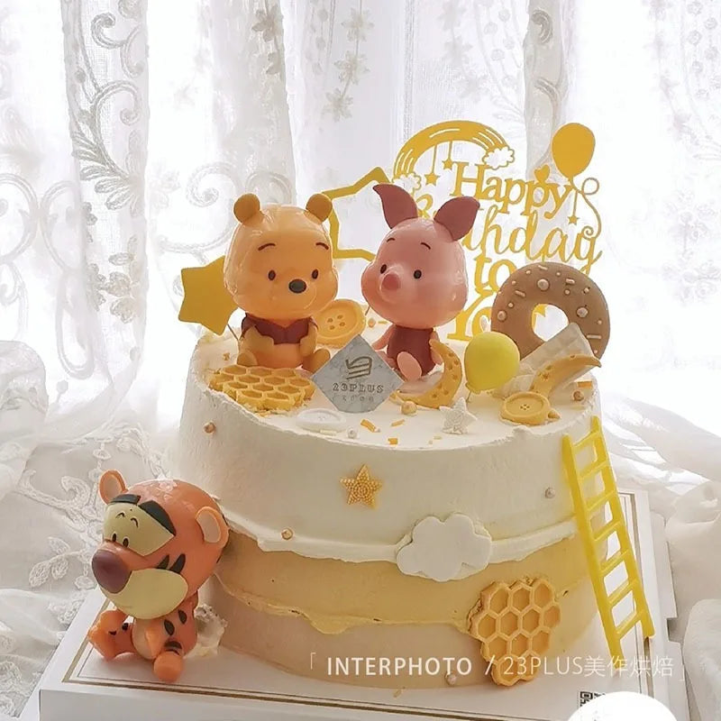 Disney Cartoon Winnie The Pooh Ornaments Cute Animal Dolls Piggy Winnie The Pooh Tigger Cake Baking Decoration Ornaments