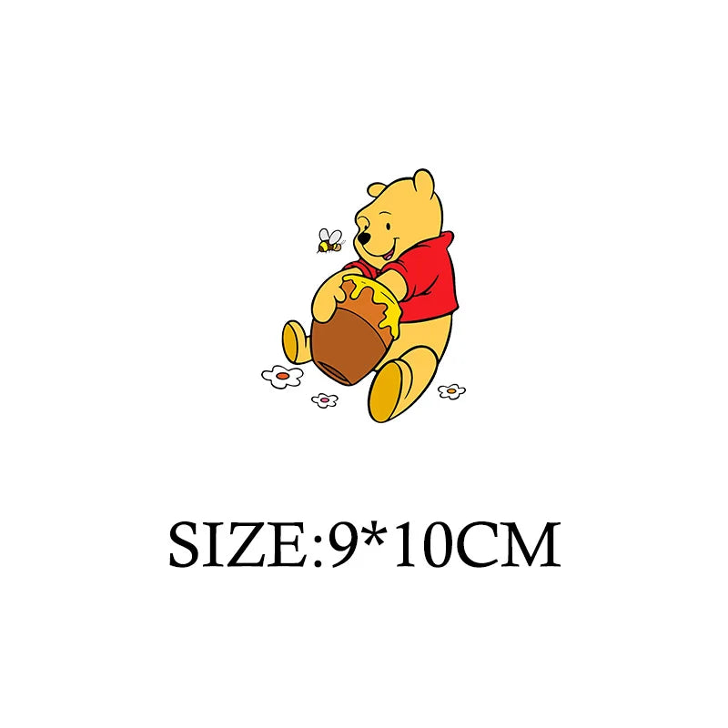 Winnie the Pooh Bear Cartoon Patches for Clothes Heat Transfer Thermal Stickers DIY Kids T shirt Iron on for Women Appliqued
