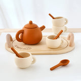 Wooden Afternoon Tea Set Toys,Early Educational Toys for Toddlers,Kitchen Accessories Afternoon Tea Party Food Play Girls Toys
