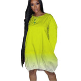 New XL Plus Size Women's Clothing from Europe and America; Casual Gradient Long Sleeve Dress