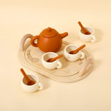 Wooden Afternoon Tea Set Toys,Early Educational Toys for Toddlers,Kitchen Accessories Afternoon Tea Party Food Play Girls Toys