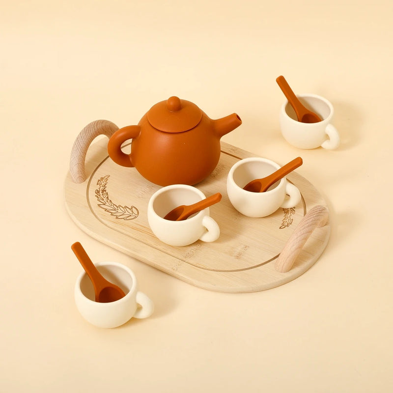 Wooden Afternoon Tea Set Toys,Early Educational Toys for Toddlers,Kitchen Accessories Afternoon Tea Party Food Play Girls Toys