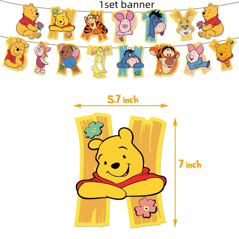 Disney Cartoon Winnie The Pooh Tablecloth Supplies Winnie The Pooh Party Disposable Table Cover Kids Birthday Party Decoration