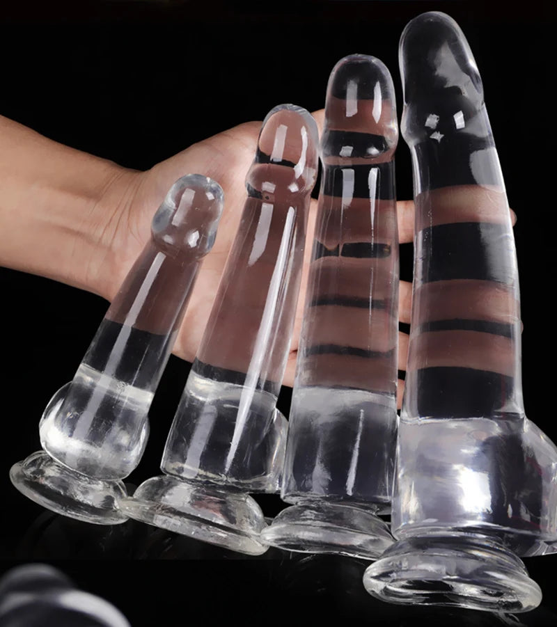Crystal Simulation Dildo 4size Realistic Dildo For Woman Big Penis Dildo Can Strapon Suction Cup Dildo Transparent Dick Buttplug