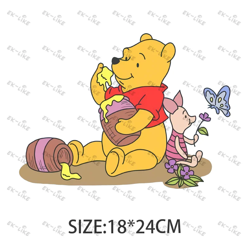 Children's Cartoon Winnie The Pooh Cute Winnie And His Friend Image Ironing Patches Transfer On The Clothes Garment Accessory