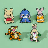 5 Pcs Cute cartoon soft Winnie the Pooh Brooch Winnie the Pooh and Tigger Metal Badges Bunny pin accessories