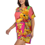 Custom Winnie The Pooh Pajama Sets Womens 2 Piece Short Sleeve Pjs Shorts Sleepwear