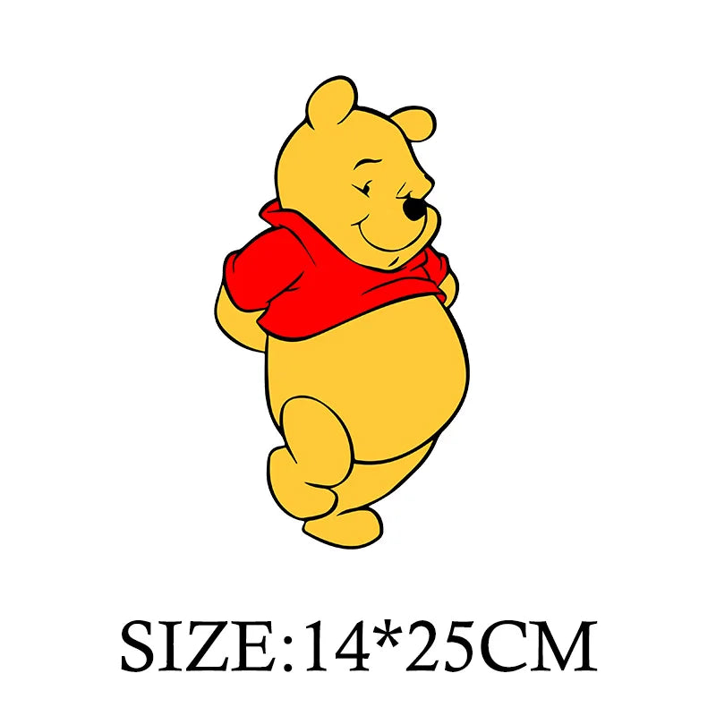 Winnie the Pooh Bear Cartoon Patches for Clothes Heat Transfer Thermal Stickers DIY Kids T shirt Iron on for Women Appliqued