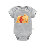 Cute Winnie the Pooh Bear Cartoon Toddler Jumpsuit Baby Girl Boy Black Cotton Clothes Kawaii Summer Newborn Baby Romper