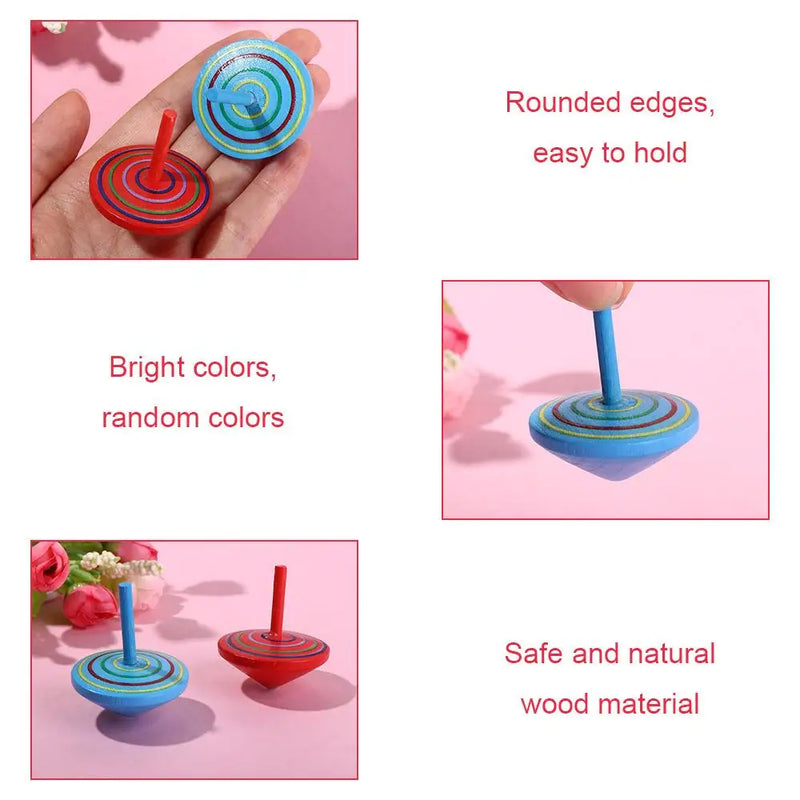 Toys Educational Game Peg-Top Desktop Toys Wooden Rotate Gyro Woode Spinning Top Toy Desktop Spinning Top Wooden Gyro Toys
