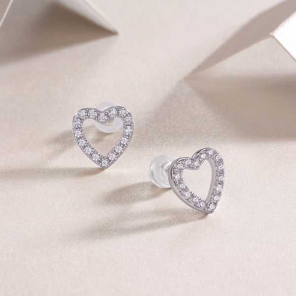 From The Heart - Fashionable, Trendy And Affordable Jewelry With Moissanite S925 Sterling Silver And Platinum-plated Stud Earrings