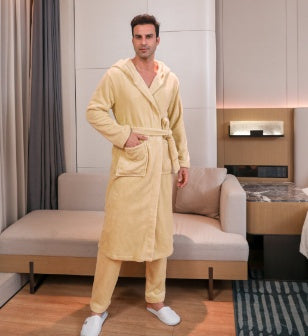 Conjunto de bata de terciopelo de fibra para hombre 