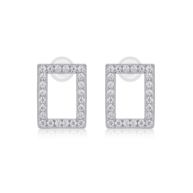 In Full Swing - Fashionable And Affordable Jewelry With Moissanite S925 Sterling Silver And Platinum-plated Stud Earrings