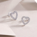 From The Heart - Fashionable, Trendy And Affordable Jewelry With Moissanite S925 Sterling Silver And Platinum-plated Stud Earrings