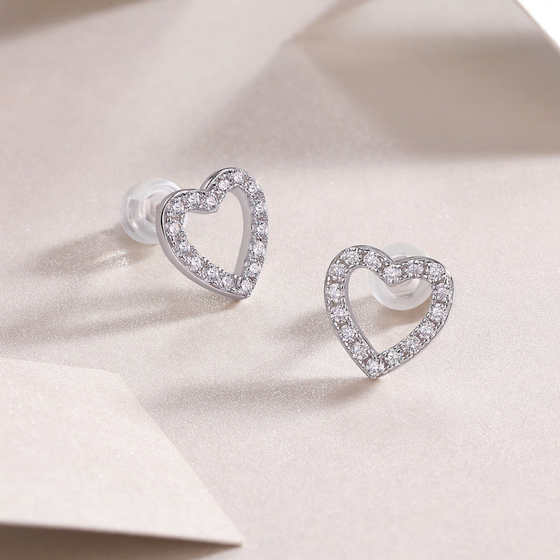 From The Heart - Fashionable, Trendy And Affordable Jewelry With Moissanite S925 Sterling Silver And Platinum-plated Stud Earrings